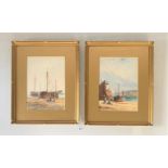 Pair of watercolours of boats by H. Callen, images 10” x 14”, frames 18” x 22” (chip to top corner
