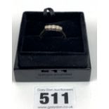 18k gold, platinum and diamond ring with 5 diamonds, size S, w: 2.4 gms