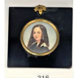 Miniature portrait of Hugh Cecil, Earl of Lonsdale, image 2.5” diameter, frame 5” square