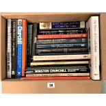 Box of 22 various Churchill titles, inc. A copy of ‘The Happy Warrior’, an Eagle special with art by