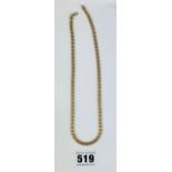 9k gold necklace, 17” long, w: 9.6 gms