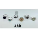 6 silver dress rings