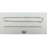 9k gold necklace 19” long with matching 9k gold bracelet 8” long, total w: 34 gms