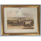 Watercolour ‘Off To Lee-Gap Fair’ signed by J. C. Lund. Image 15.5” x 10.5”, frame 22” x 17”