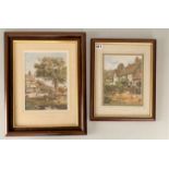 2 watercolours by J. C. Lund ‘The Farmyard’ 8” x 10”, frame 12.5” x 15.5” and ‘A Welcome Rest’ 8”