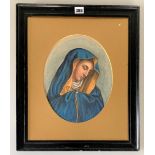 Watercolour of ‘Our Lady’, unsigned. Image 12” x 9”, frame 16.5” x 19.5”, no glass