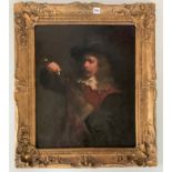 Oil on canvas of a cavalier, unsigned. Image 19” x 23”, frame 27” x 31”