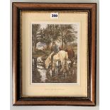 Watercolour ‘Down At The Pond’ signed by J. C. Lund. Image 7.5” x 9.5”, frame 14” x 17”