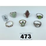 6 silver dress rings