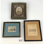 3 miniature framed pictures