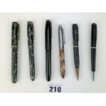 2 Burnham fountain pens, 1 Conway Stewart fountain pen, 1 Platignum fountain pen, 1 Platignum