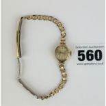 9k gold ladies Everite watch on plated strap, total w: 10 gms
