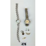 Tag Heuer watch, Accurist watch, 2 pairs of stud earrings, single earring and pendant