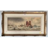 Watercolour of seascape signed T.B. Hardy 1891. Image 29” x 12”, frame 39” x 22”. Frame chipped