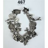 Silver charm bracelet, total w: 2.7ozt