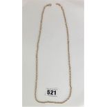 9k gold necklace 24” long, w: 12.8 gms