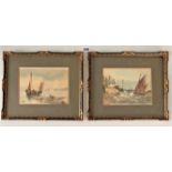 Pair of watercolours of boats, signed R. T. Wilding. Images 8” x 6”, frames 13” x 11”