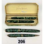 Cased Conway Stewart fountain pen and propelling pencil set and loose Conway Stewart fountain pen