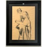 Charcoal life drawing signed Vija Francis-Celmins, image 31” x 21”, frame 42” x 32”