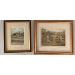2 watercolours by J. C. Lund ‘All Saints- Sherburn in Elmet’ 5.5” x 7.5”, frame 12” x 14” and ‘A