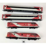 2 loose Hornby Virgin engines and 2 carriages