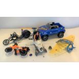 Action Man car, chopper, motorbike, and power copter with Action Man