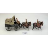 Britains covered military wagon with soldiers and horses