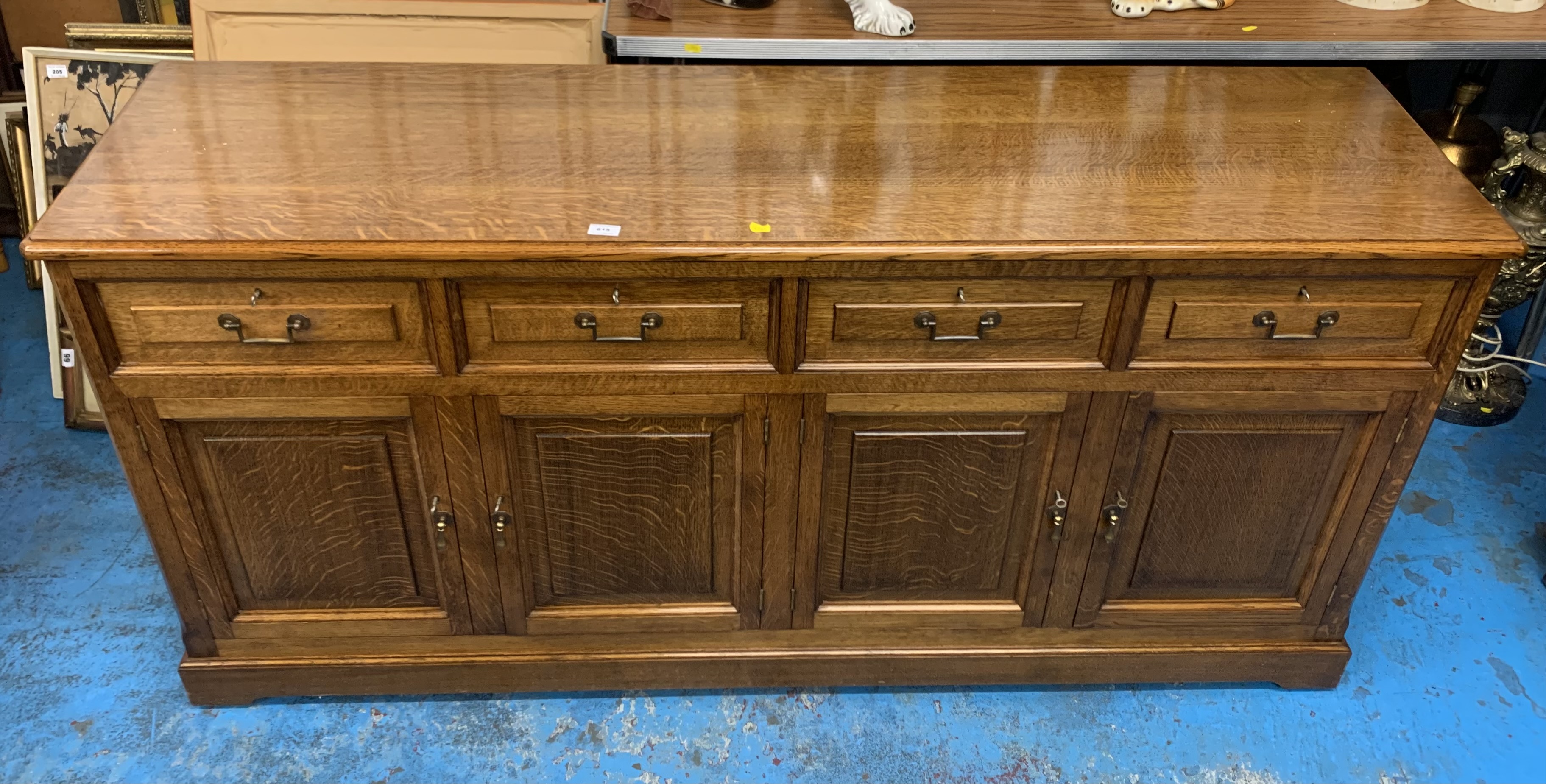 Shaw & Riley Seahorse oak sideboard with 2 double cupboards and 4 drawers, 67”l x 18”d x 32”h - Image 2 of 8