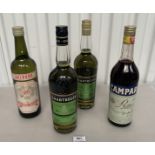 4 bottles of liqueur – Aalborg Akvavit, Campari, 2 x Chartreuse