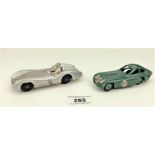 2 loose racing cars – Dinky Bristol 450 no. 163 and The Crescent Toy Co. Mercedes Benz