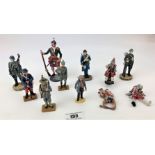11 military figures – 3 resin and 8 metal inc. Del Prado and others. 3” tall