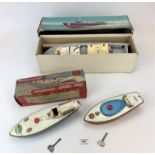 3 model boats – boxed Vosper RAF electric Crash Tender, boxed clockwork Sutcliffe Models and