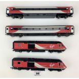 2 loose Hornby Virgin engines and 2 loose Virgin carriages