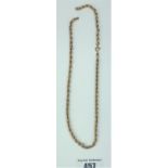 9k gold necklace, 16.5” long, w: 9.7 gms (broken)