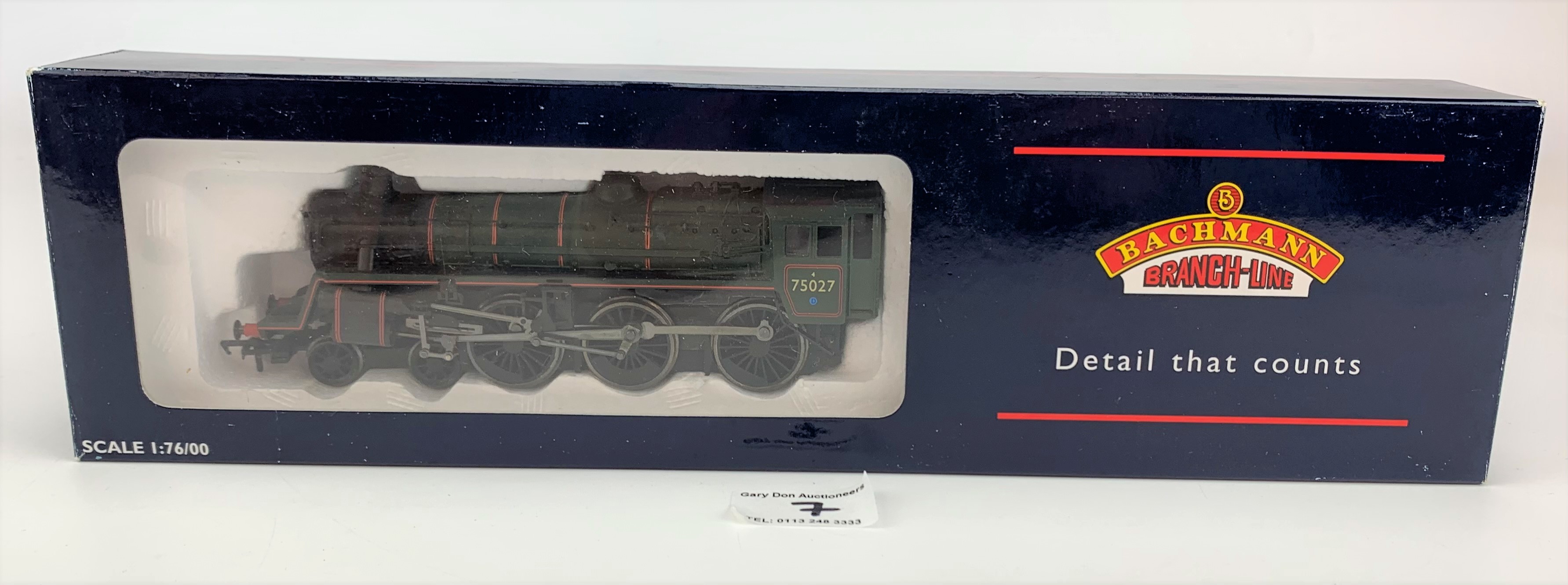 Boxed Bachmann Branch-Line engine 31-107 standard 4MT 75027 BR lined green l/crest BR2 tender