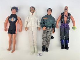 3 Action Men figures and 1 Dr. X figure