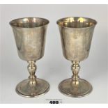 Pair of silver goblets, 5.25” high, total w: 9.5 ozt