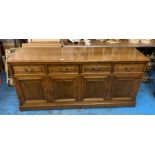 Shaw & Riley Seahorse oak sideboard with 2 double cupboards and 4 drawers, 67”l x 18”d x 32”h