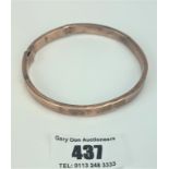 9k rose gold bangle, w: 8.8 gms (damaged)