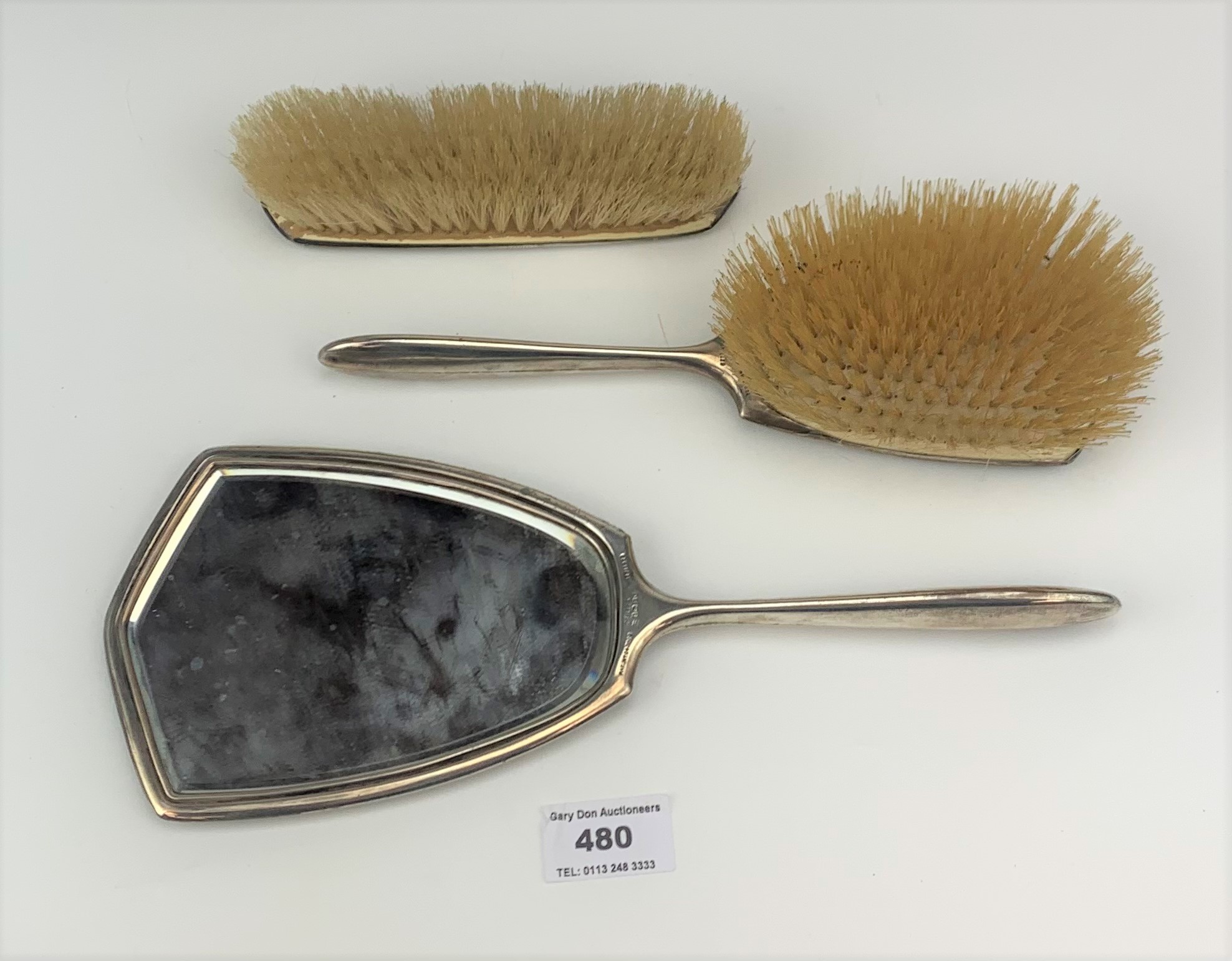 4 piece silver backed dressing table set – hairbrush, clothes brush, hand mirror and comb top - Image 3 of 9