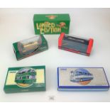 5 boxed Corgi buses and Limited Edition Tramlines