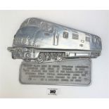 Metal plaque of ‘Warship Class 2200 HP Diesel Hydraulic Locomotive’ from reclaimed loco no76/3000