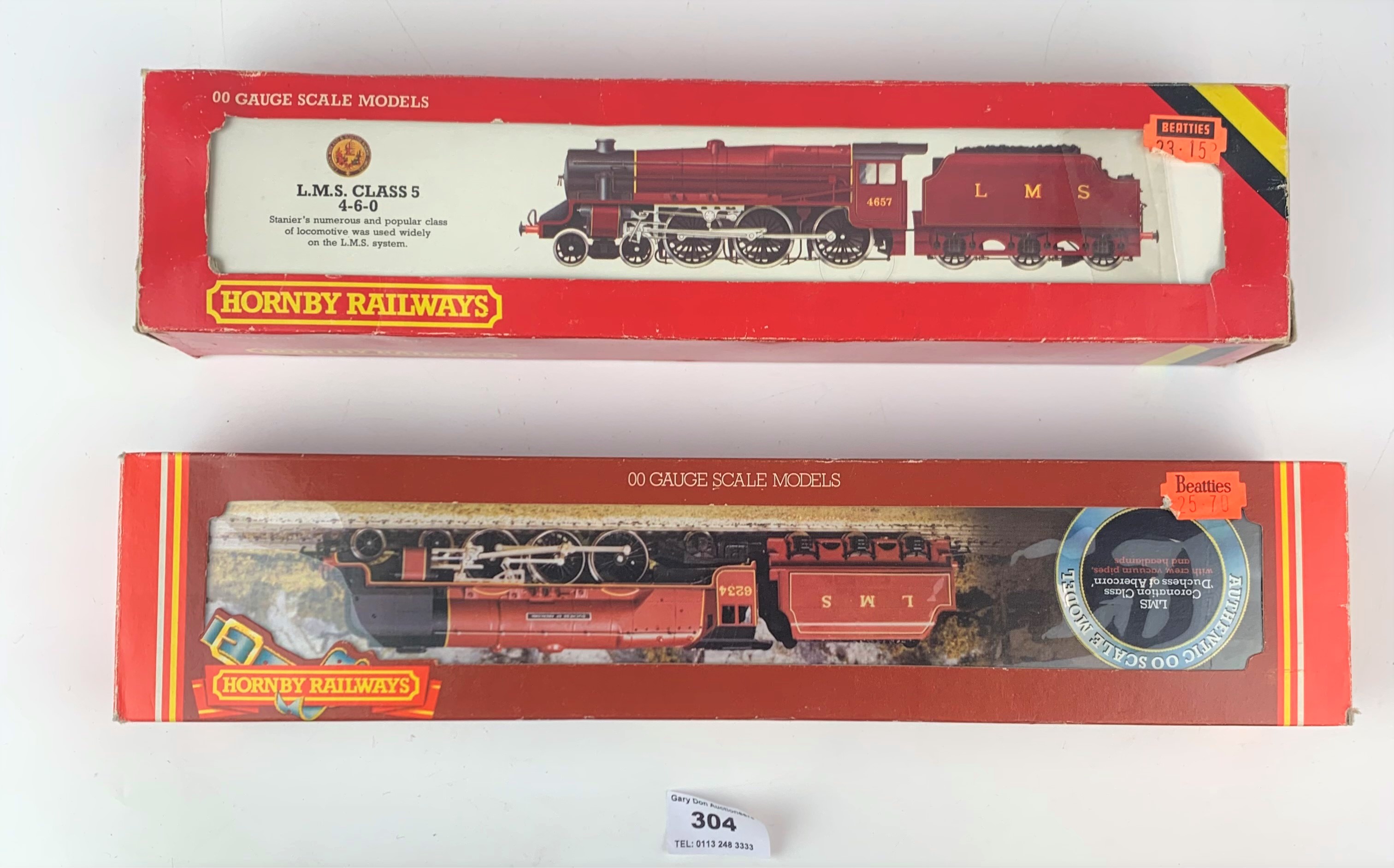 2 boxed Hornby 00 locomotive – R305 LMS Coronation Class ‘Duchess of Abercorn’ R842 LMS Class 5 Loco