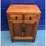 Side cupboard with 2 top drawers and drop metal handles, 21”w x 13”d x 30”h