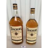 2 bottles of Teacher’s Highland Cream Scotch Whisky, 1.125 L and 70 cl