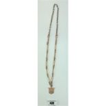 9k gold necklace 26” long with pendant 1”, total w: 34.5 gms