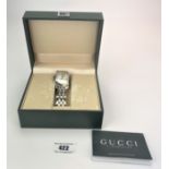 Boxed Gucci stainless steel gents watch with instructions, not running