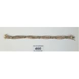 9k gold 3-strand bracelet, 8” long, w: 24.5 gms