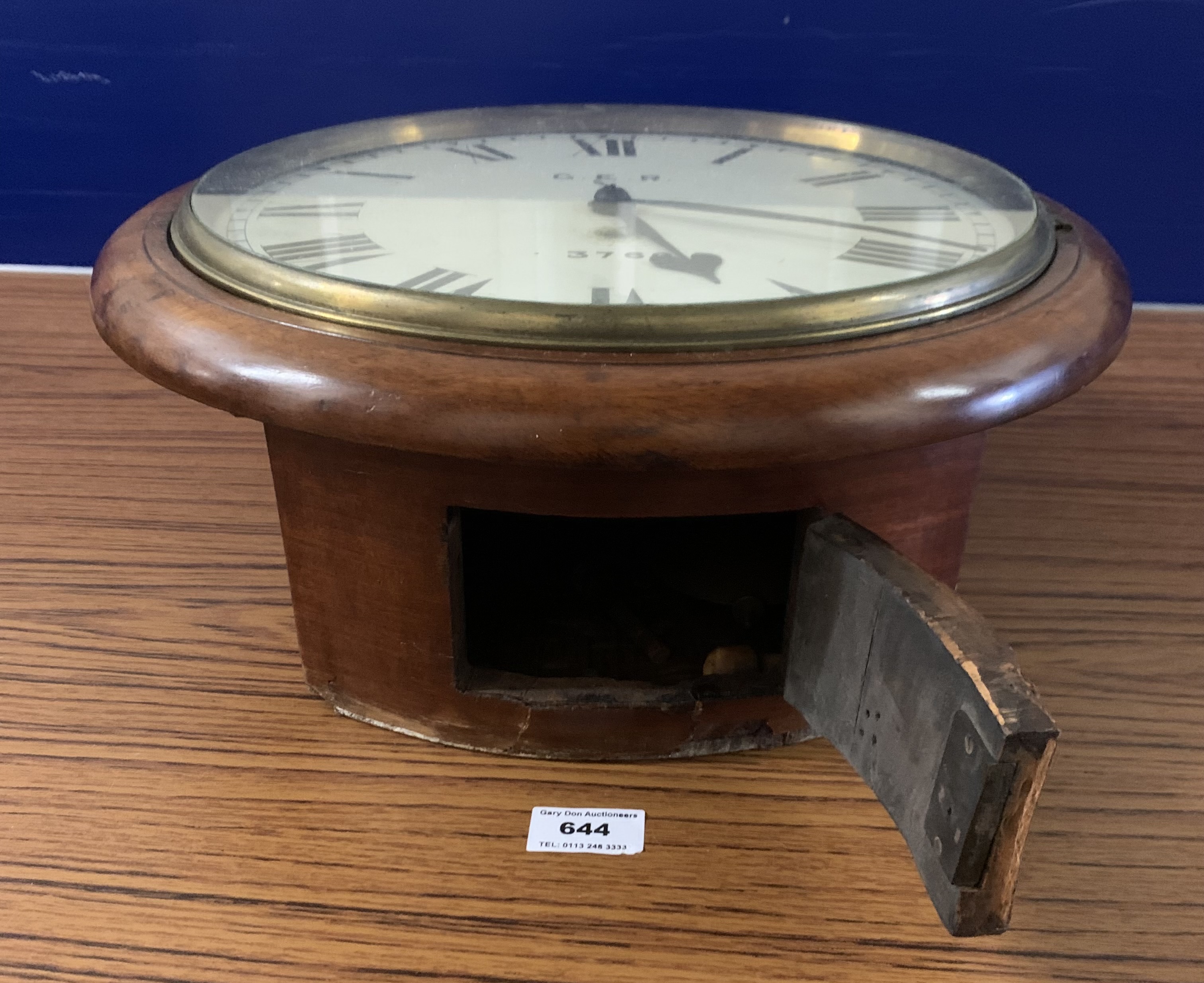 Round G.E.R. 3760 school/station clock with pendulum, 15”diameter - Image 3 of 8