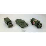 3 loose Dinky military vehicles